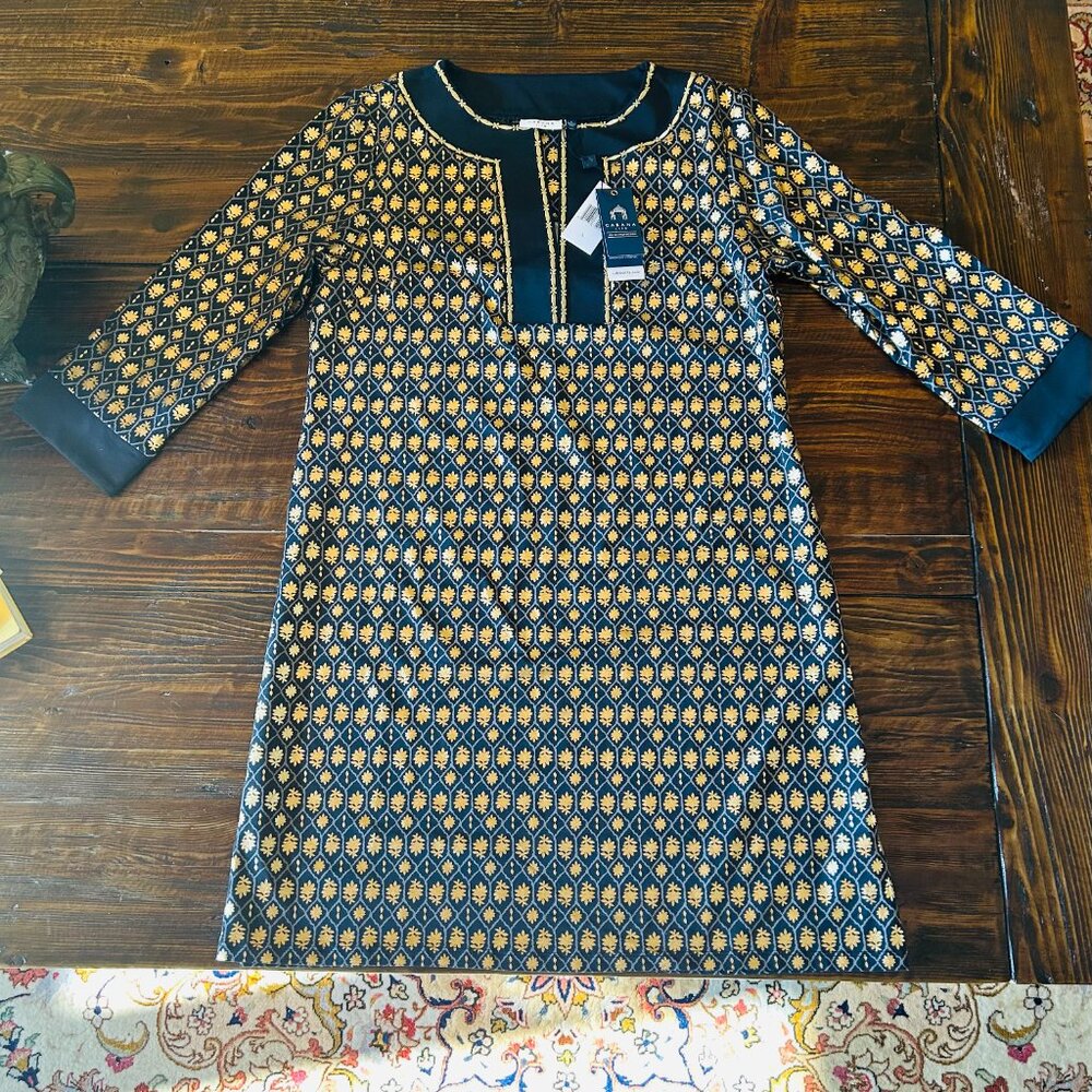 Cabana Life Tunic Dress - Black & Gold NWT